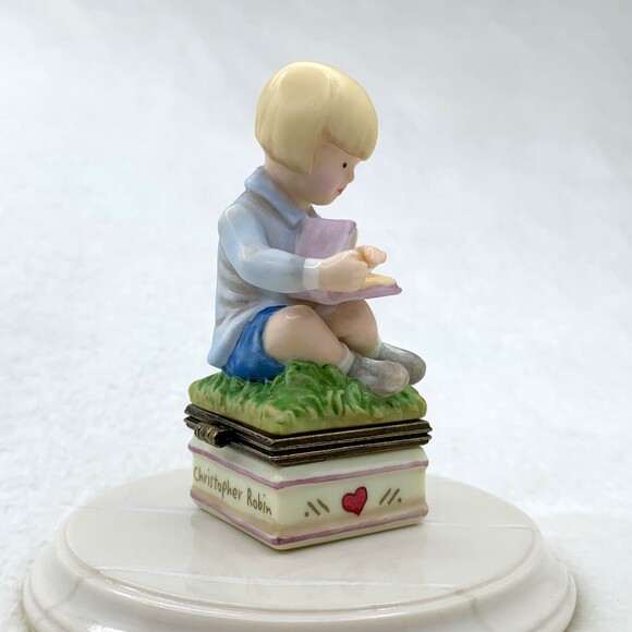 Disney Classic Pooh Christopher Robin Porcelain Hinged Trinket Box Vintage 90s - Picture 5 of 13